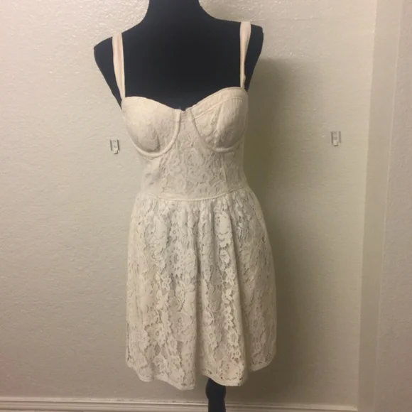 Abercrombie Iory corset boned lace adjustable strap mini dress - Picture 3 of 8